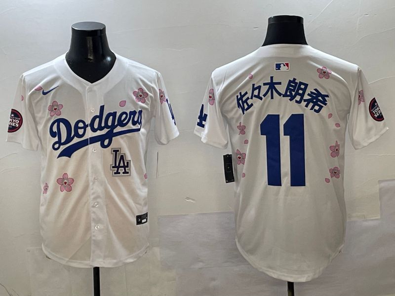Men Los Angeles Dodgers #11 R.Sasaki White Sakura Edition 2025 Nike MLB Jersey style 9->los angeles dodgers->MLB Jersey